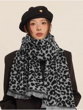 Soft Leopard Print Blanket Scarf