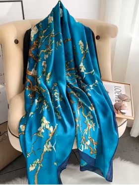 Premium Silk Feeling Floral Scarf