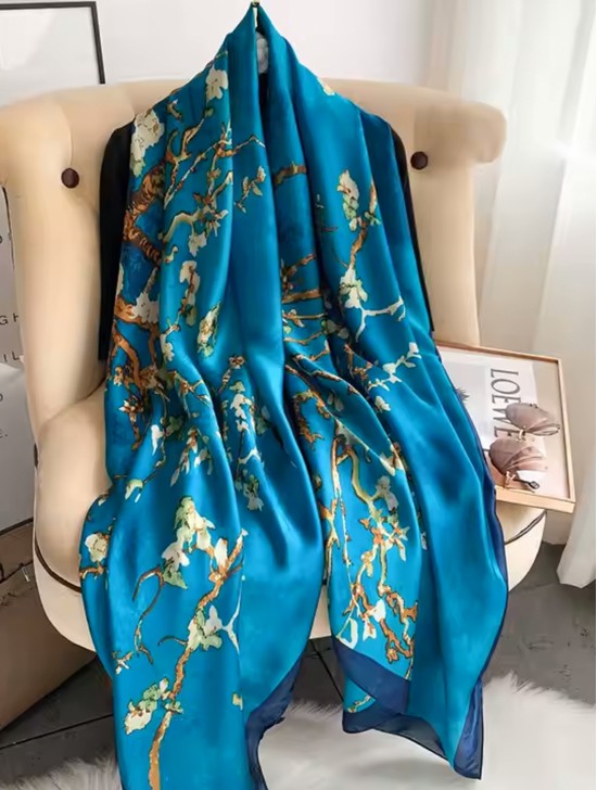 Premium Silk Feeling Floral Scarf