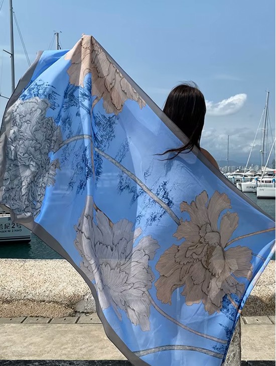 Premium Silk Feeling Floral Scarf