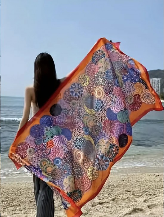 Premium Silk Feeling Abstract Scarf