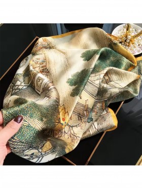 Premium Silk Feeling Floral Scarf