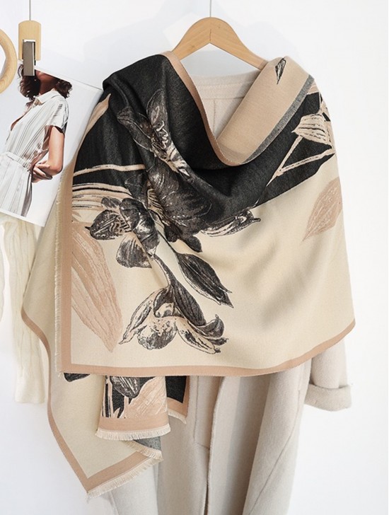 Floral Print Blanket Scarf 