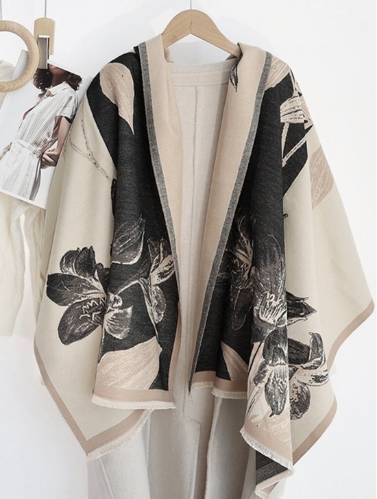 Floral Print Blanket Scarf 