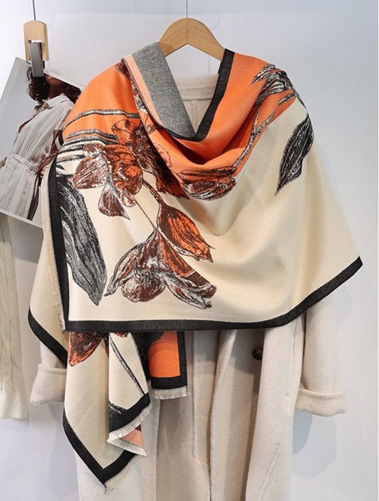 Floral Print Blanket Scarf 