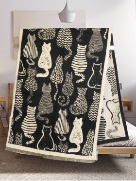 Cozy Cat Design Blanket Scarf