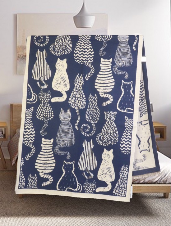 Cozy Cat Design Blanket Scarf