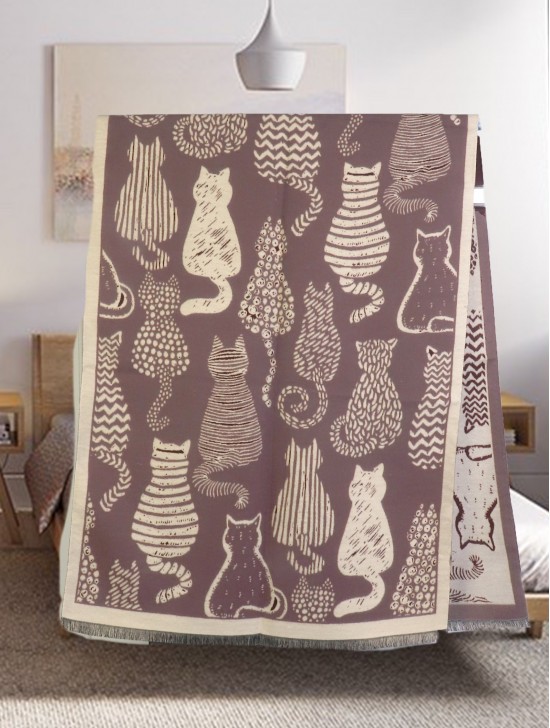Cozy Cat Design Blanket Scarf