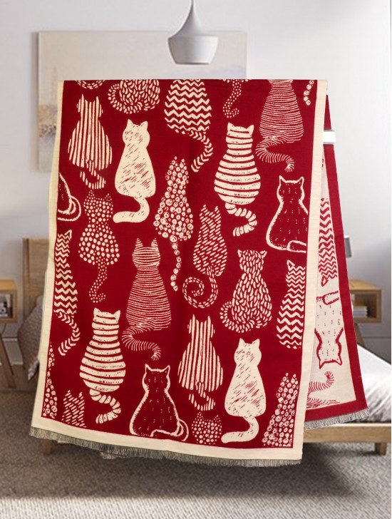 Cozy Cat Design Blanket Scarf