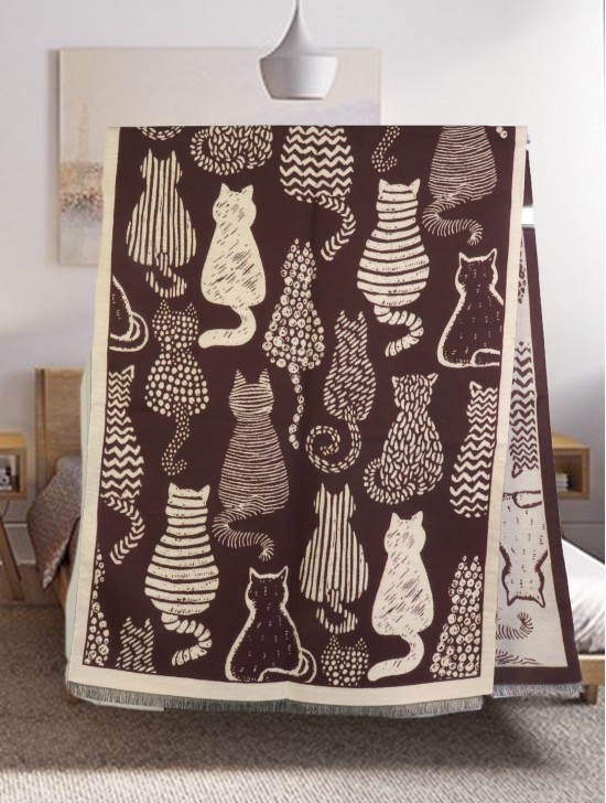 Cozy Cat Design Blanket Scarf