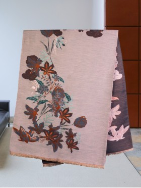 Reversible Floral Design Blanket Scarf
