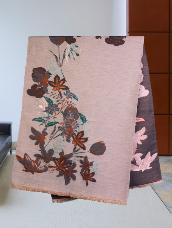 Reversible Floral Design Blanket Scarf