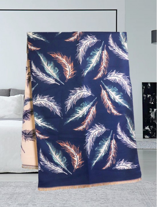 Reversible Feather Design Blanket Scarf