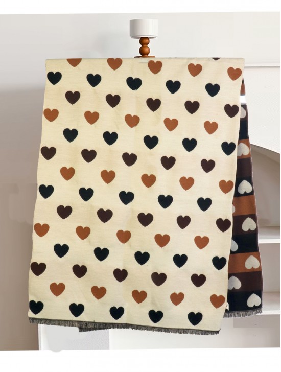 Reversible Heart Design Blanket Scarf