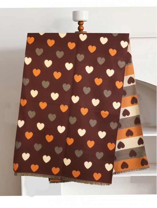Reversible Heart Design Blanket Scarf
