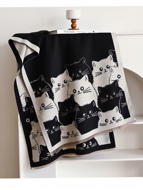 Cozy Cat Design Blanket Scarf