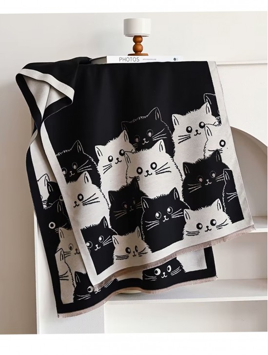 Cozy Cat Design Blanket Scarf Cozy Cat Design Blanket Scarf
