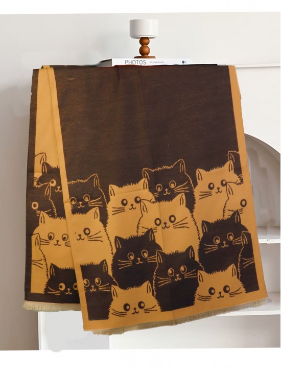 Cozy Cat Design Blanket Scarf Cozy Cat Design Blanket Scarf