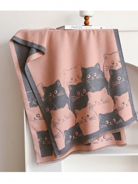 Cozy Cat Design Blanket Scarf