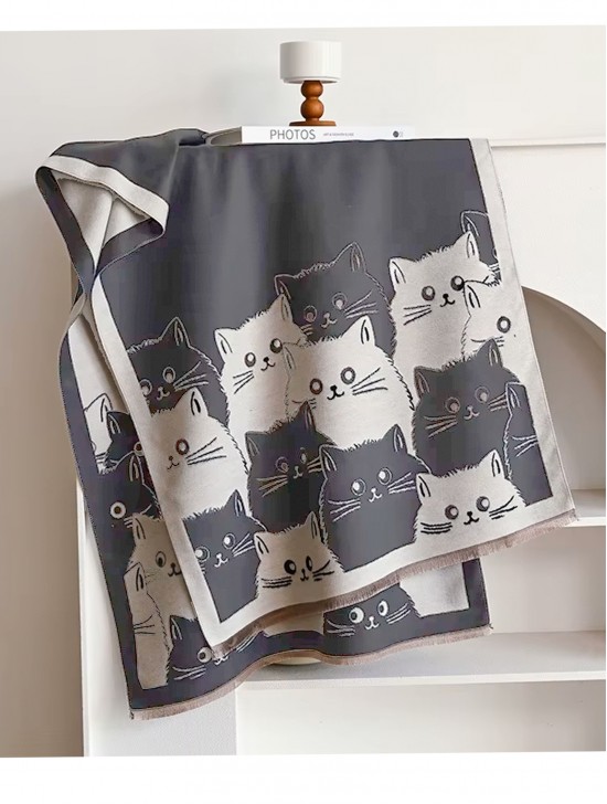 Cozy Cat Design Blanket Scarf Cozy Cat Design Blanket Scarf