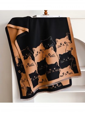 Cozy Cat Design Blanket Scarf