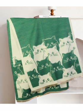 Cozy Cat Design Blanket Scarf
