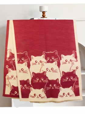 Cozy Cat Design Blanket Scarf