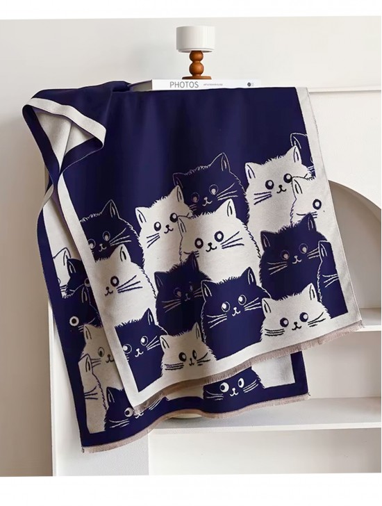 Cozy Cat Design Blanket Scarf Cozy Cat Design Blanket Scarf