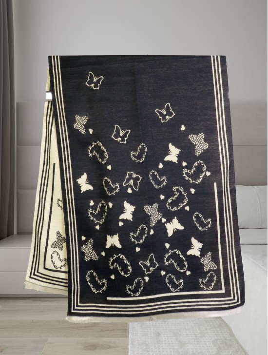 Butterfly & Hearts Design Blanket Scarf Butterfly & Hearts Design Blanket Scarf