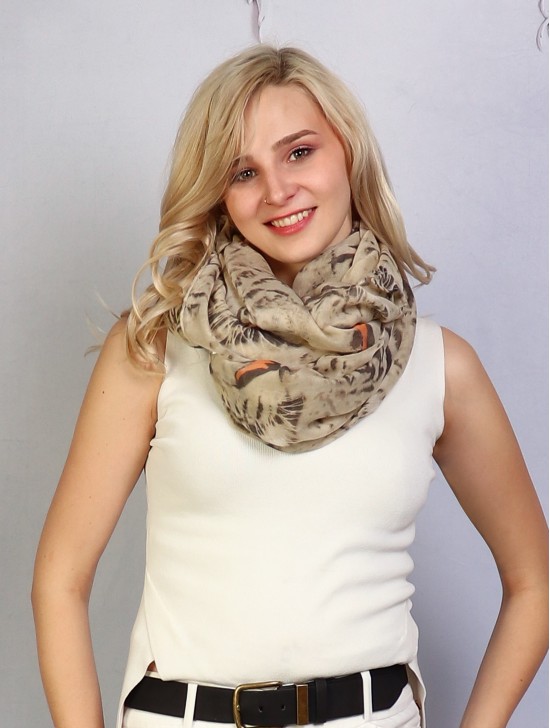 LINEN, LOOP,LARGE TIGER FACE SCARF