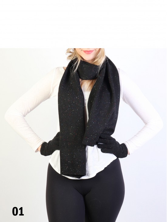Fashion Knitted Set W/ (Scarf, Gloves)