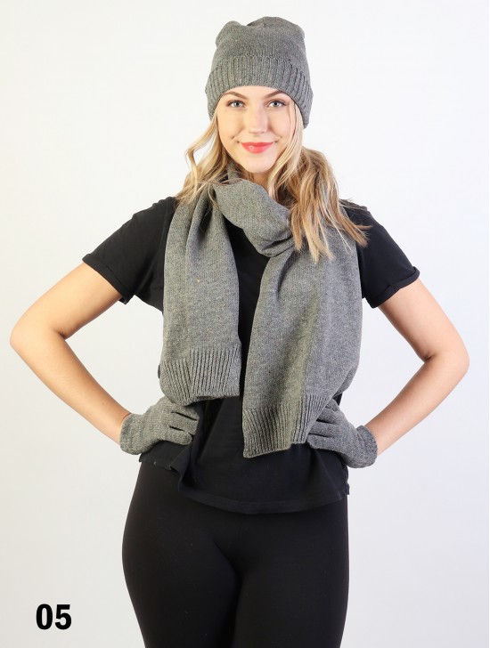 Fashion Knitted Set W/ (Scarf, Hat, Gloves)