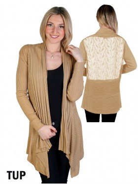 Mercerized Cotton With Lacy Back Cardigan