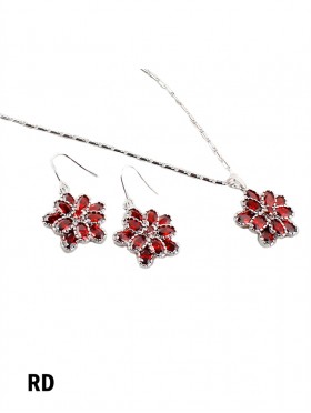 WHITE GOLD RUBY NECKLACE WITH EARRING SET