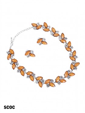 Floral Gems Necklace with Earring Set