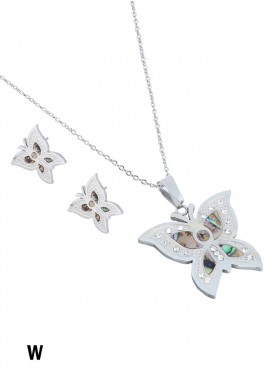 BUTTERFLY STAINLESS STEEL NECKLACE AND EARRING SET