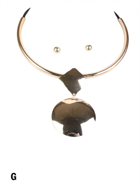 Circle/Square Pendant Necklace & Earring Set