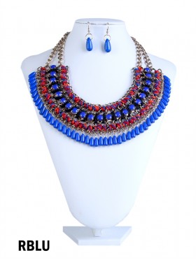 Beaded Statement Necklace And Earring Set