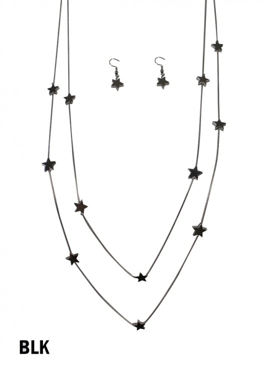 Star Beads Double Layers W/Earrings