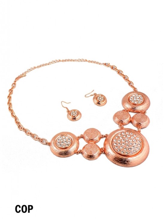 ROUND AND ABSTRACT STATEMENT NECKLACE WITH EARRING SET