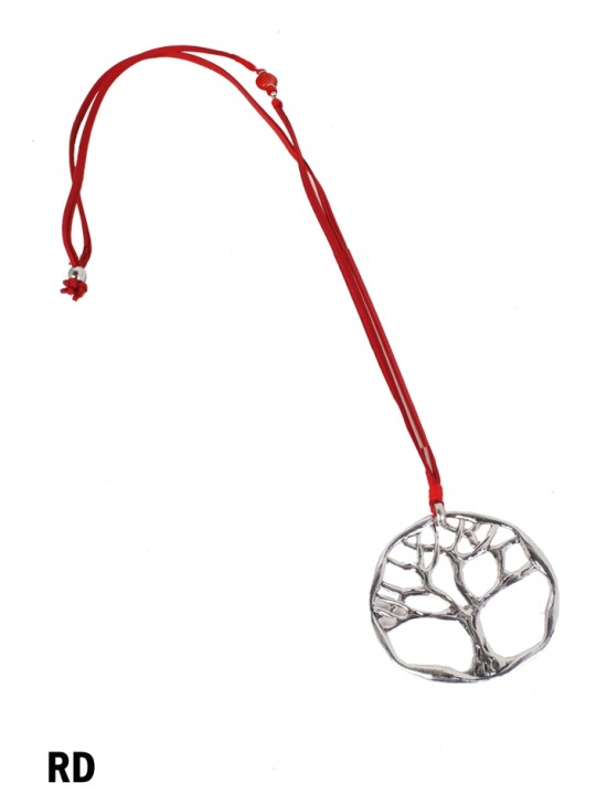 Rope Necklace W/ Silver Tree Pendant