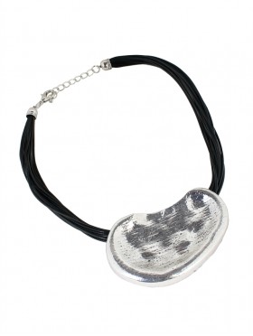 Multi-Rope Necklace W/ Abstract Single Sliver Pendant