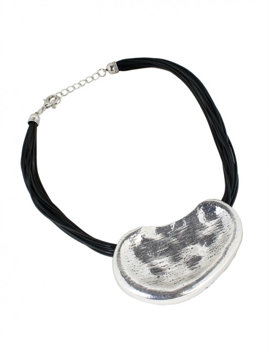 Multi-Rope Necklace W/ Abstract Single Sliver Pendant