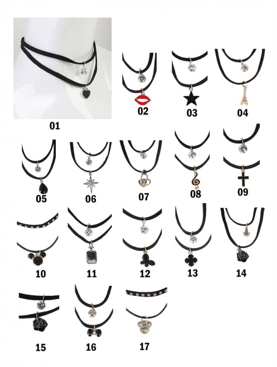 Double Layered Choker W/ Charm