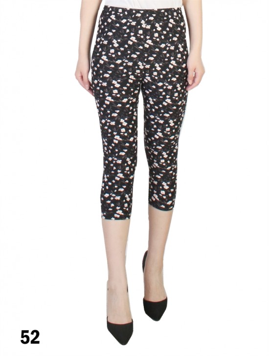 Flower Pattern Capri Stretch Legging