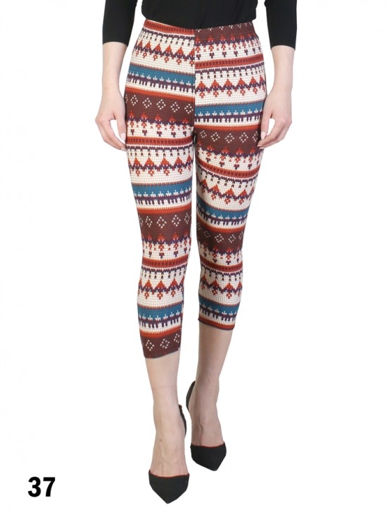 Tribal Print Capri Stretch Legging (One Size)