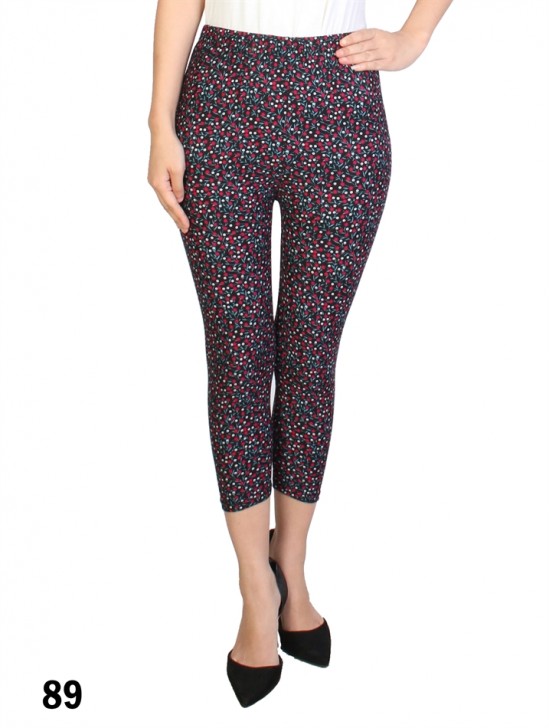 Flower Print Capri Stretch Legging