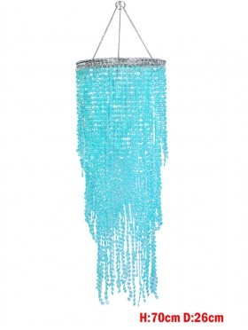 BLUE DRAPE BEAD LAMP SHADE