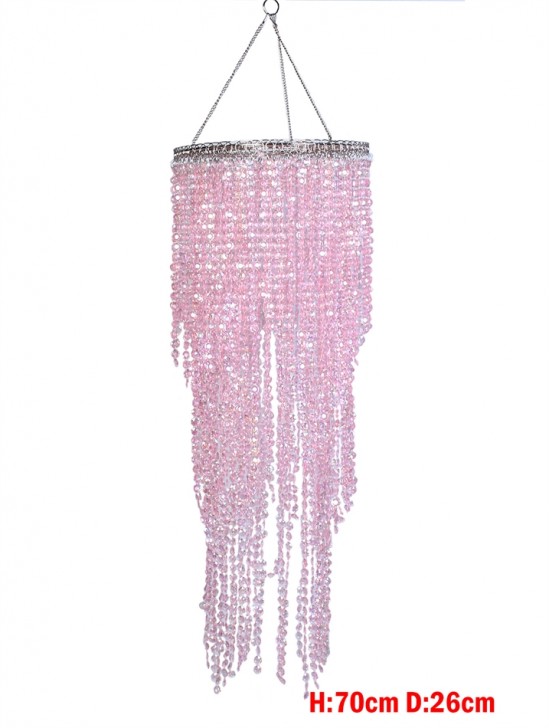 PINK DRAPE BEAD LAMP SHADE