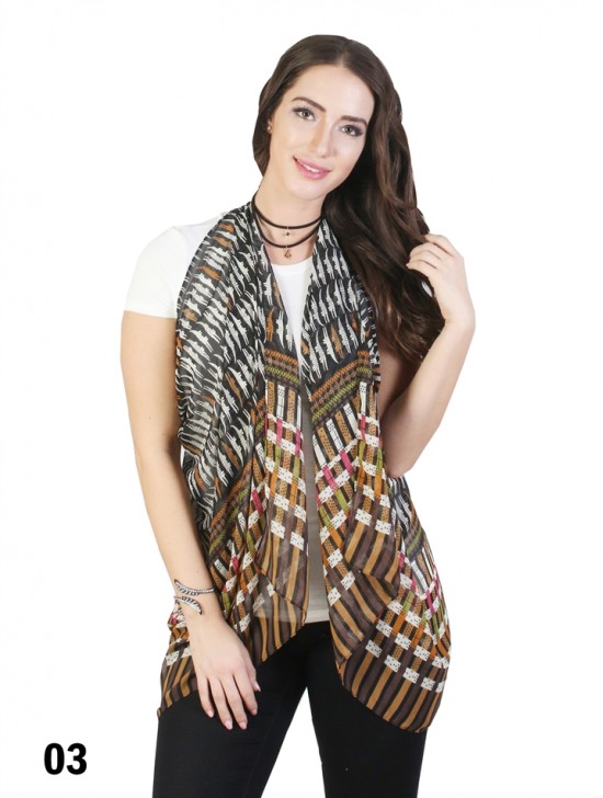 Multi-way Crocodile Chiffon Shawl W/ Button